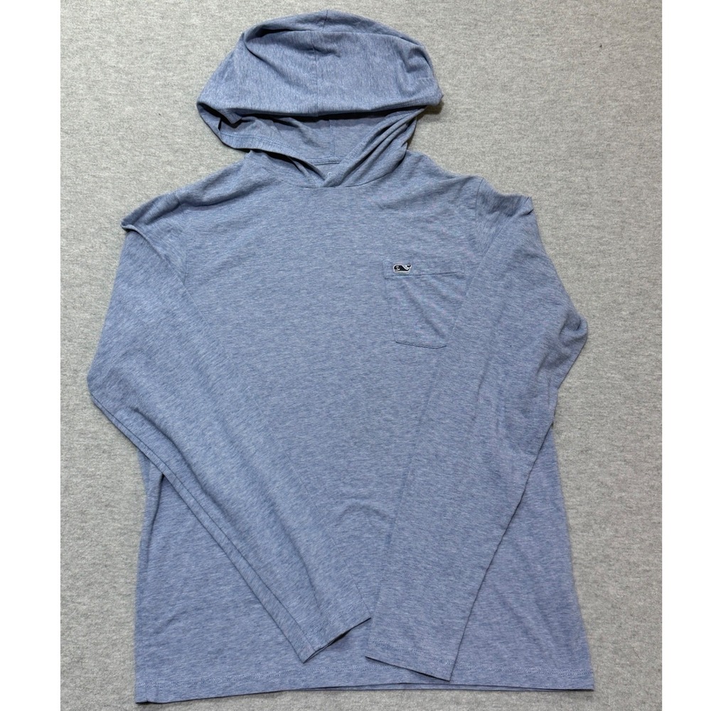 Vineyard Vines Edgartown T-Shirt Hoodie Boys XL Blue Heather Long Sleeve Pocket